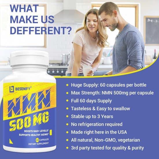 Besenify NMN 500mg (60 Capsules(Pack of 1))
