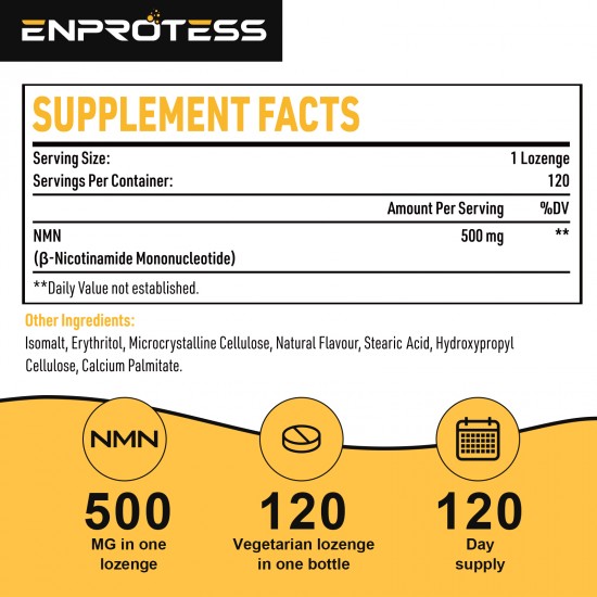 Enprotess NMN Supplement 500mg (120 Lozenges(Pack of 1))