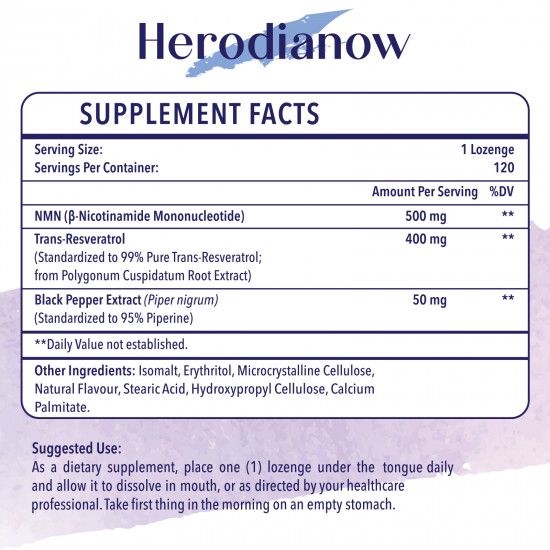 Herodianow NMN Trans-Resveratrol Supplement 900mg per bottles (120 Lozenges(Pack of 1))