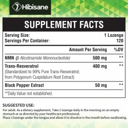 Hibisane NMN 500mg + Trans-Resveratrol  (120 Lozenges(Pack of 1)) Hibisane NMN 500mg + Trans-Resveratrol  (120 Lozenges(Pack of 1))