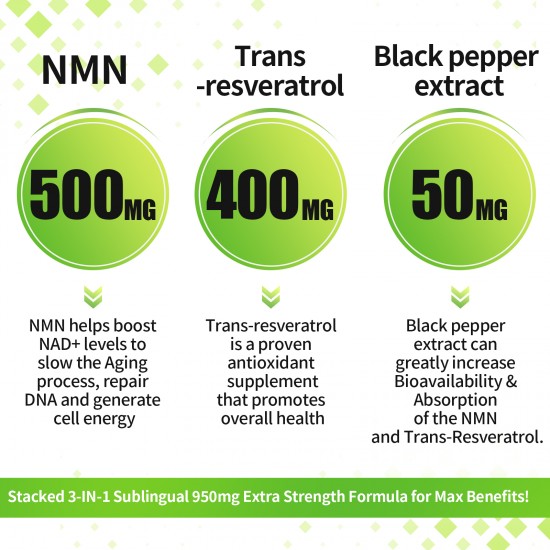 Hibisane NMN 500mg + Trans-Resveratrol  (120 Lozenges(Pack of 1))