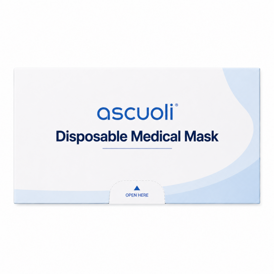 ascuoli Disposable Medical Face Masks, 50 PCS, 3-Layer Breathable Earloop Masks, BFE ≥95%, Non-Sterile Single Use Face Masks for Daily Protection, Light Blue