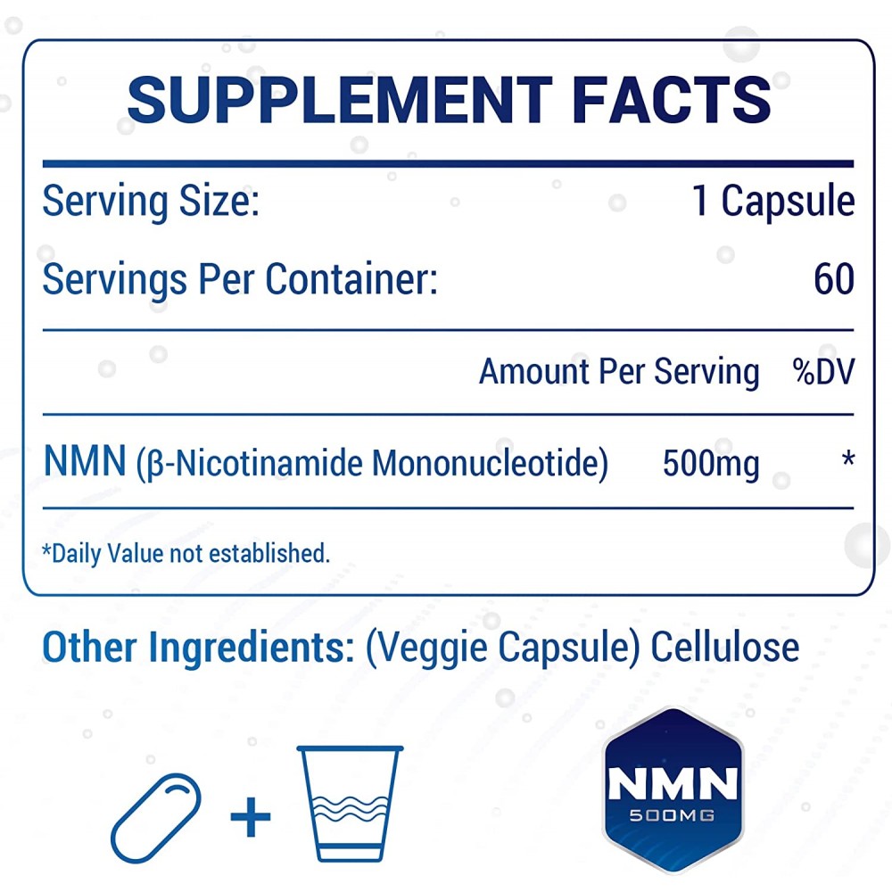 NMN Supplements 500mg Capsules (60 Count(Pack of 1)