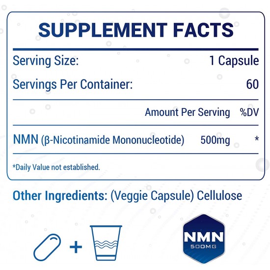 NMN Supplements 500mg Capsules (60 Count(Pack of 1)
